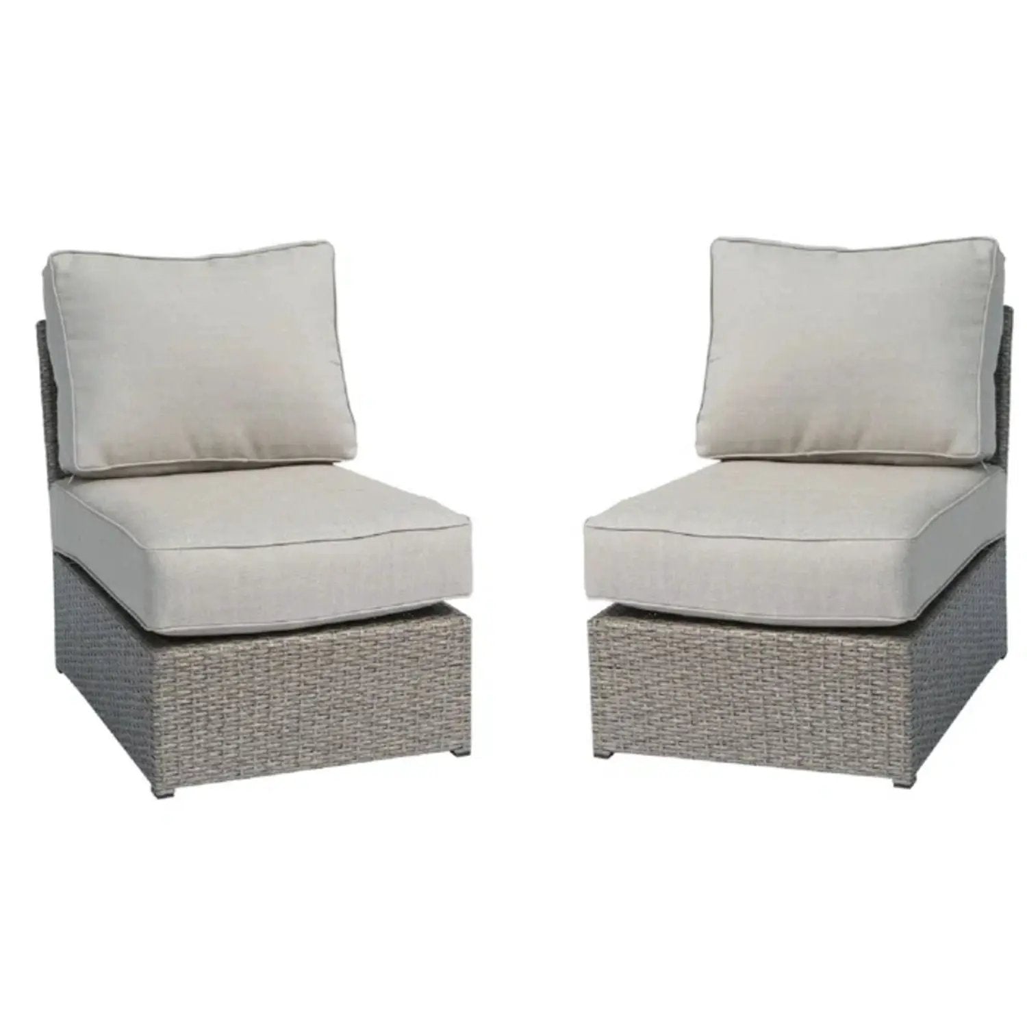 Armless patio chairs with beige cushions, gray woven rattan base, set of 2 Unique Piece Furniture on Tampa Home & Garden Store