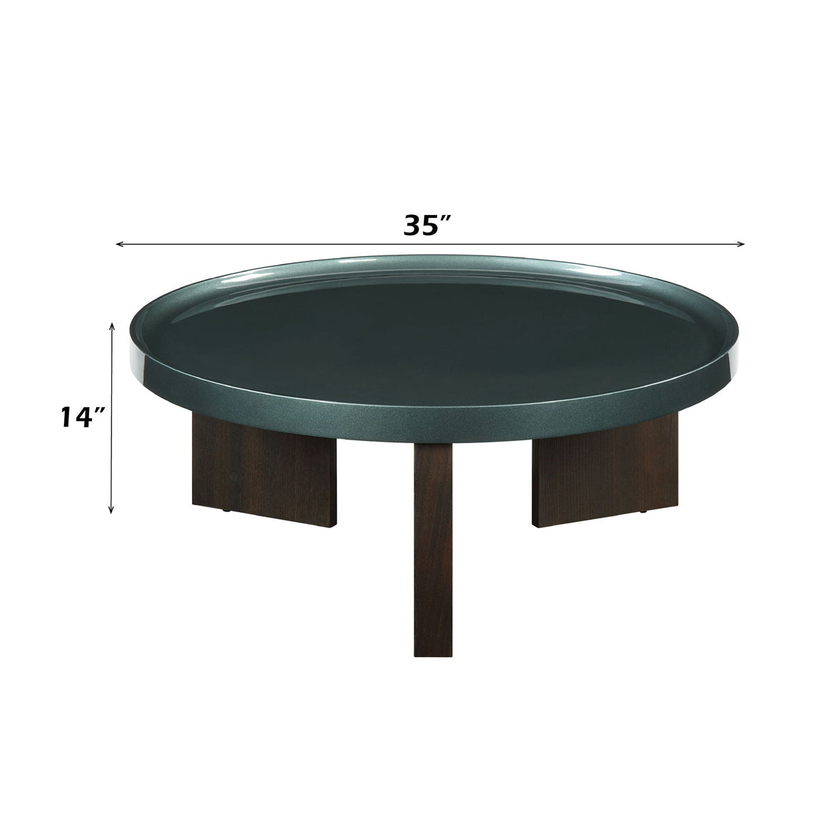 Elegant design coffee table with high gloss dark green top and dark brown legs HouseOfZazla on Tampa Home & Garden Store