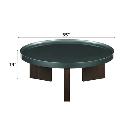 Elegant design coffee table with high gloss dark green top and dark brown legs HouseOfZazla on Tampa Home & Garden Store