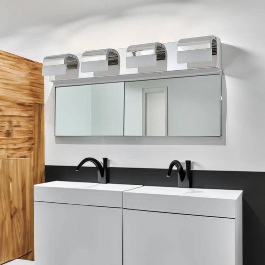 Modern Bathroom Vanity Lighting 4-Light LED chrome vanity fixture over mirror on Tampa Home & Garden Store