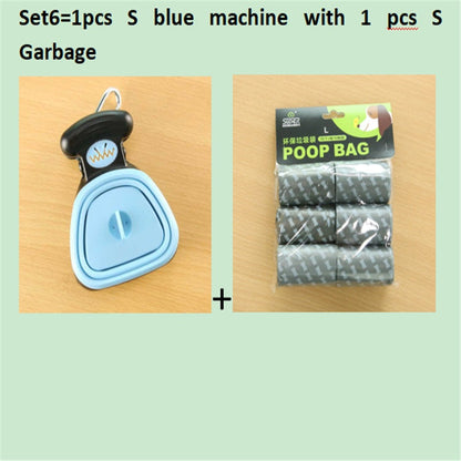 Pet Zen foldable dog pooper scooper with blue compact design and 1 roll of biodegradable bags on Tampa Home & Garden Store