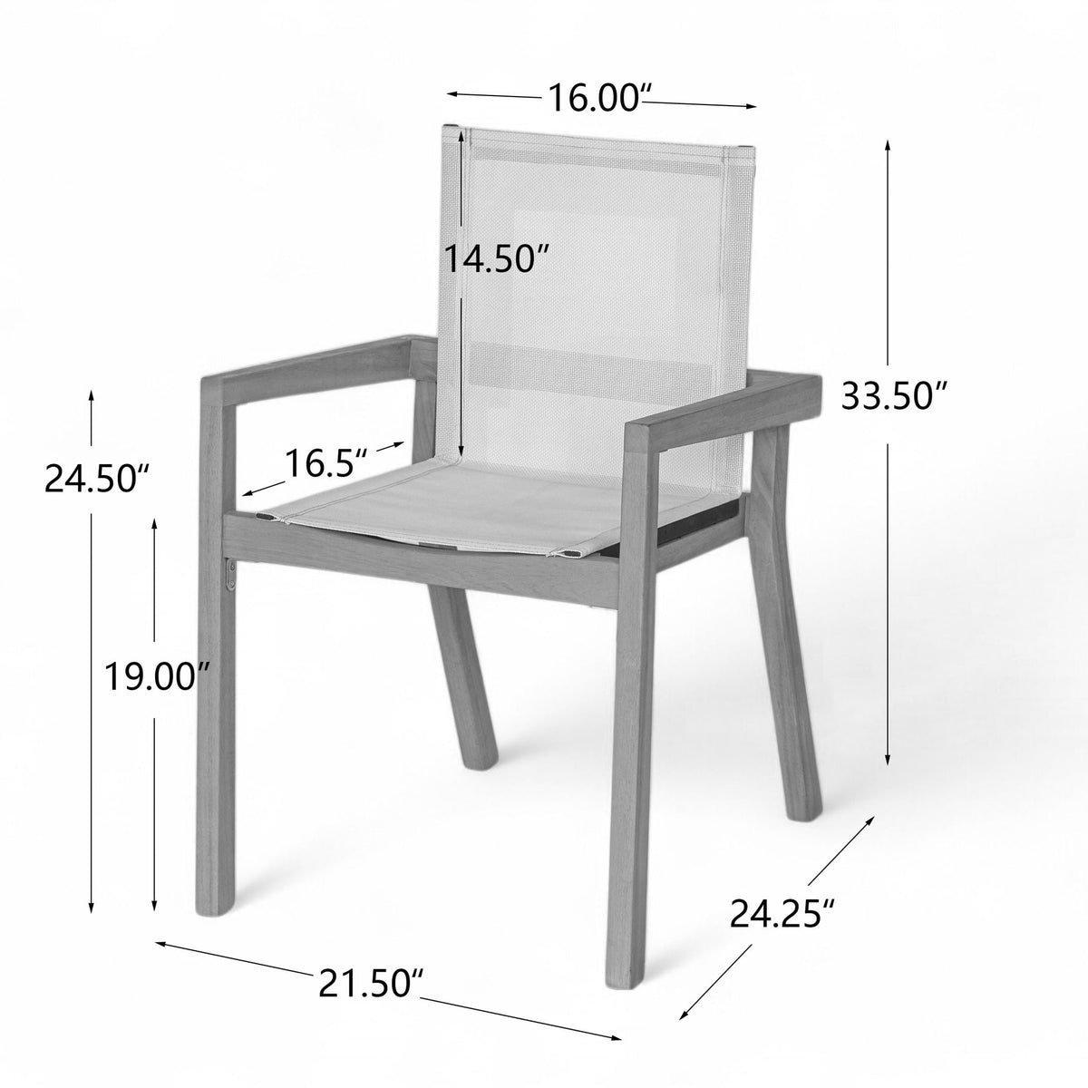 Belfast Dining Chair Set with Mesh Seating Acacia Wood Outdoor Set of 2 HouseOfZazla on Tampa Home & Garden Store