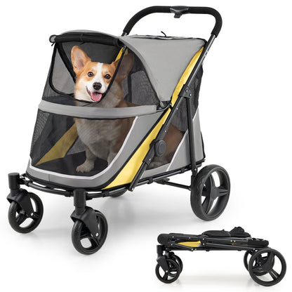 Heavy Duty Dog Stroller DirectDeals gray and yellow, large-dog capacity, mesh cabin 2 strollers on Tampa Home & Garden Store