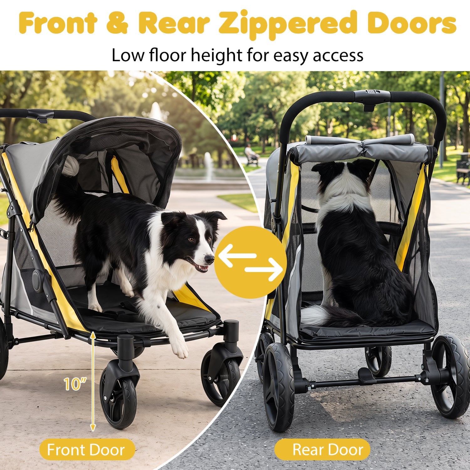 Heavy Duty Dog Stroller for Large Dogs by DirectDeals with dual zip doors and 220 lb capacity on Tampa Home & Garden Store