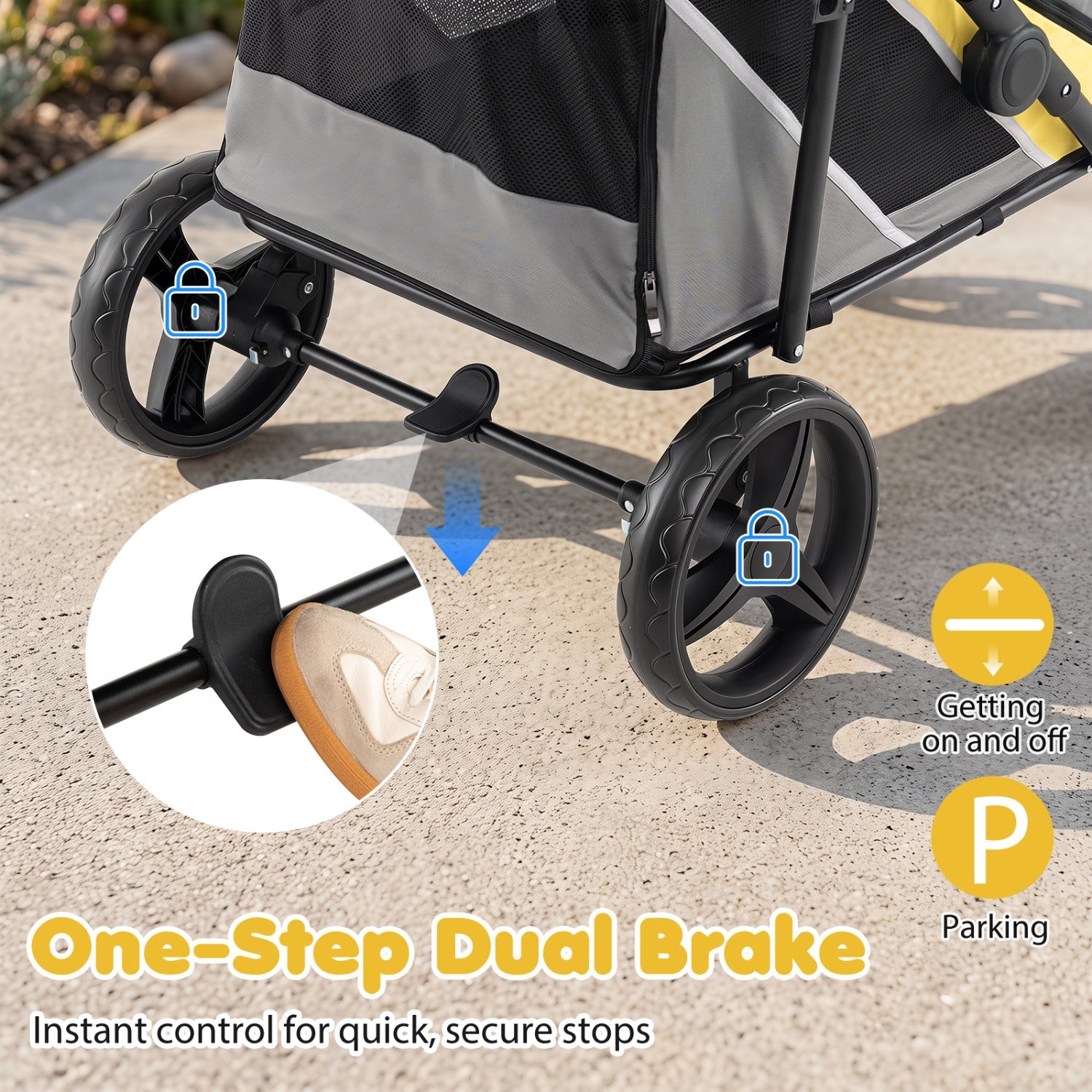 DirectDeals Heavy Duty Dog Stroller for Large Dogs, black frame, one-step dual brake on Tampa Home & Garden Store
