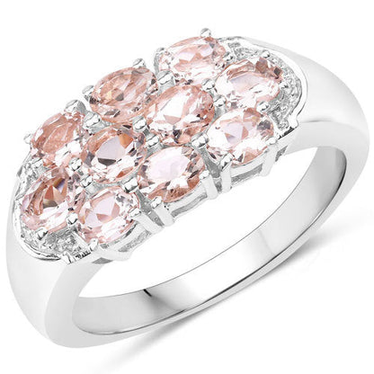 1.50ct Morganite ring in .925 sterling silver with six oval pink stones by Bids.com on Tampa Home & Garden Store