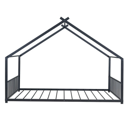 Metal house bed canopy frame in black finish with metal rails and posts on Tampa Home & Garden Store