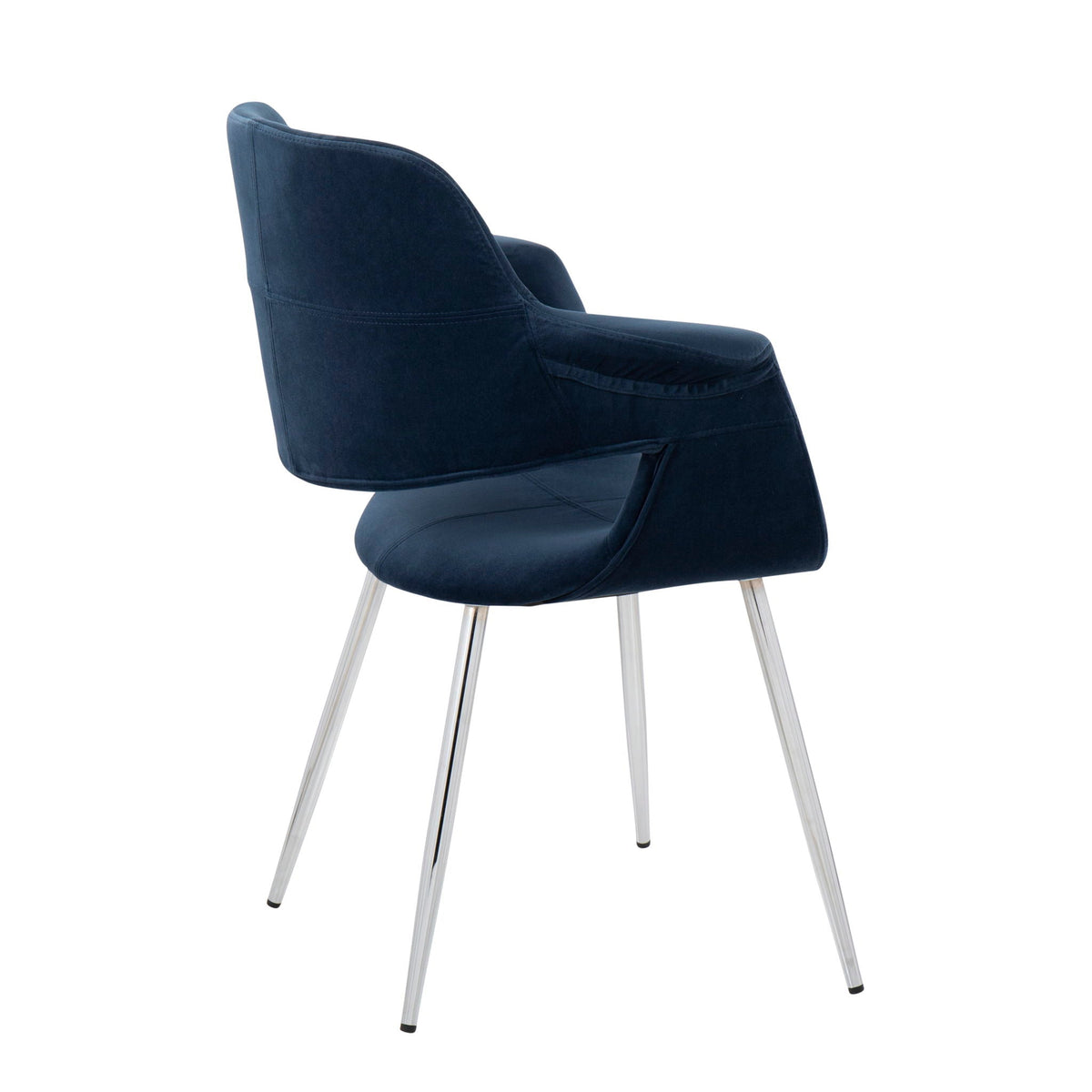 Retro Chic Art Deco chair set in blue velvet with chrome legs on Tampa Home & Garden Store