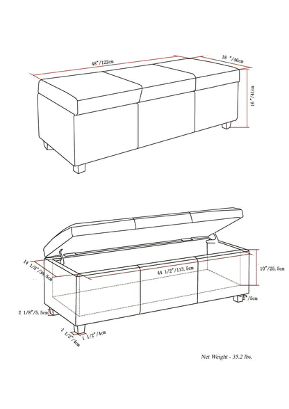 Avalon Multifunctional Storage Ottoman Bench by Unique Piece Furniture, 48in long lift-top storage on Tampa Home & Garden Store