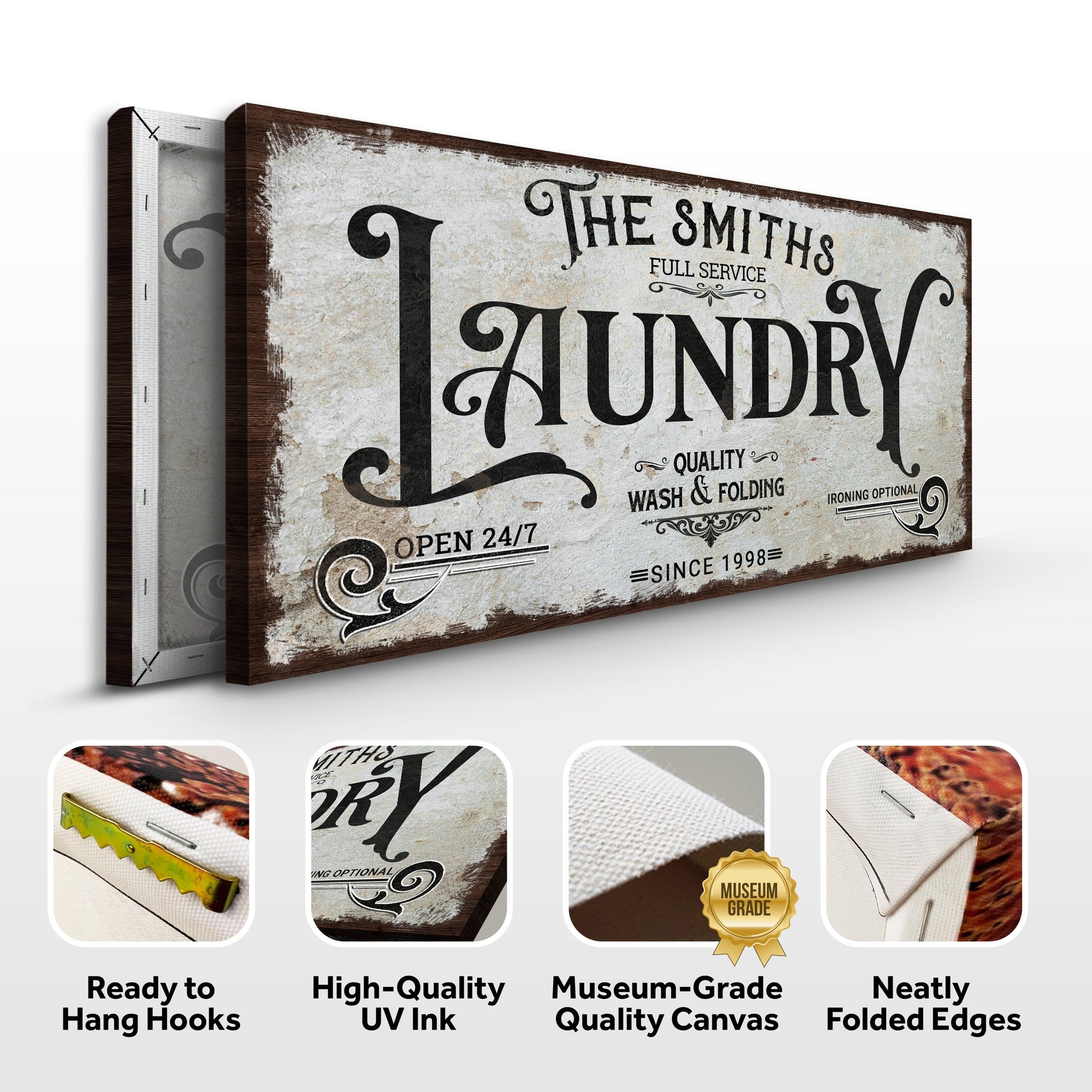 The Laundry Room Sign VII canvas by Tailored Canvases, distressed vintage laundry sign on Tampa Home & Garden Store