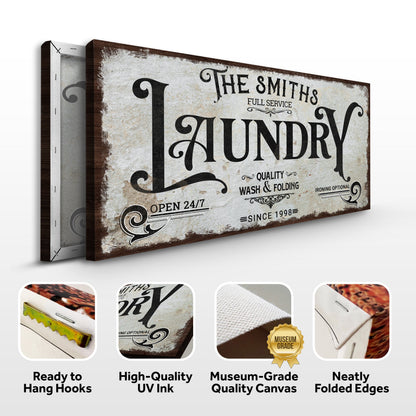 The Laundry Room Sign VII canvas by Tailored Canvases, distressed vintage laundry sign on Tampa Home & Garden Store