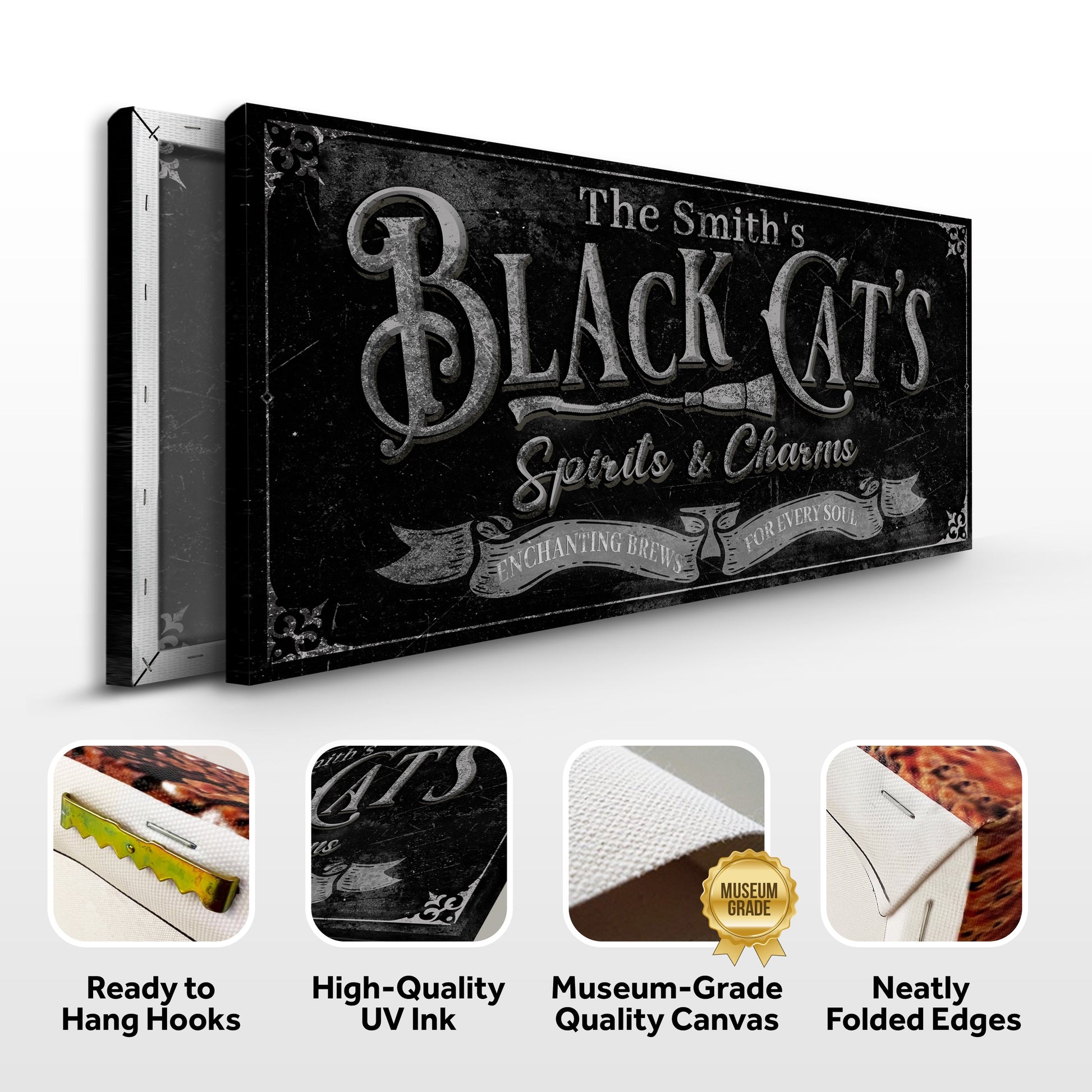Black Cat’s Spirits & Charms Bar Halloween Sign III Canvas by Tailored Canvases on Tampa Home & Garden Store