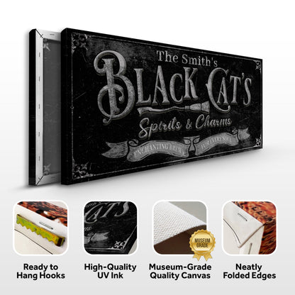 Black Cat’s Spirits & Charms Bar Halloween Sign III Canvas by Tailored Canvases on Tampa Home & Garden Store