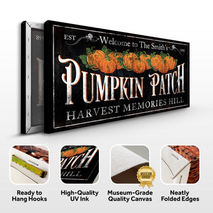 Canvas Personalized Pumpkin Patch Sign IX by Tailored Canvases with orange pumpkins on Tampa Home & Garden Store