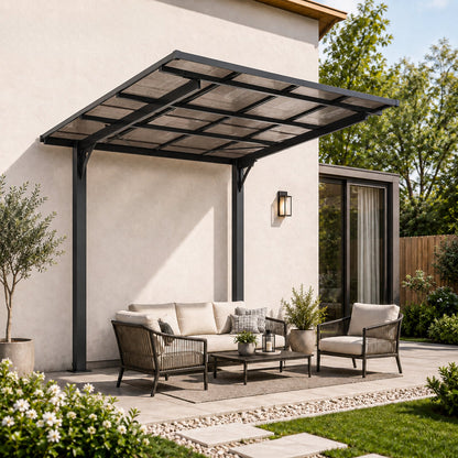 8x8ft Steel Carport And Sloped Polycarbonate Roof