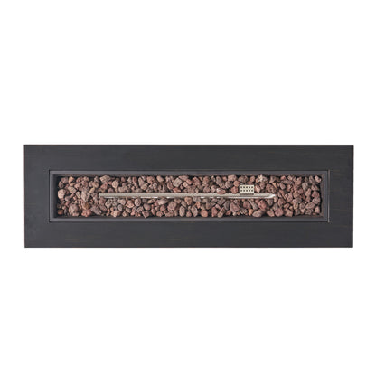 Fire pit Modern Dark Grey Outdoor Iron Propane Fire Pit with lava rocks by HouseOfZazla on Tampa Home & Garden Store