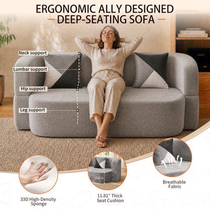Convertible Eggshell Sofa Bed for Small Spaces