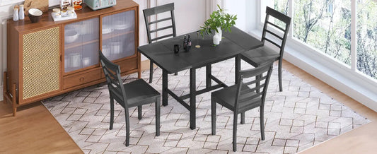 Topmax 5 Piece Wood Extendable Dining Table Set with a dark wood table and 4 matching chairs on Tampa Home & Garden Store