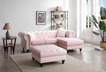 Nola Luxurious Microsuede and Tufted Chaise