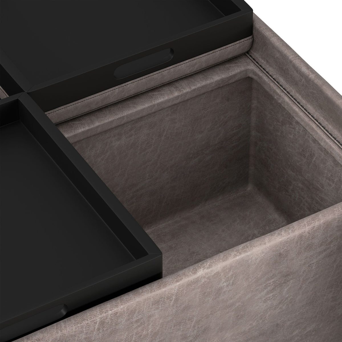 Avalon Square Ottoman Coffee Table With Trays by HouseOfZazla black tray top brown upholstered on Tampa Home & Garden Store