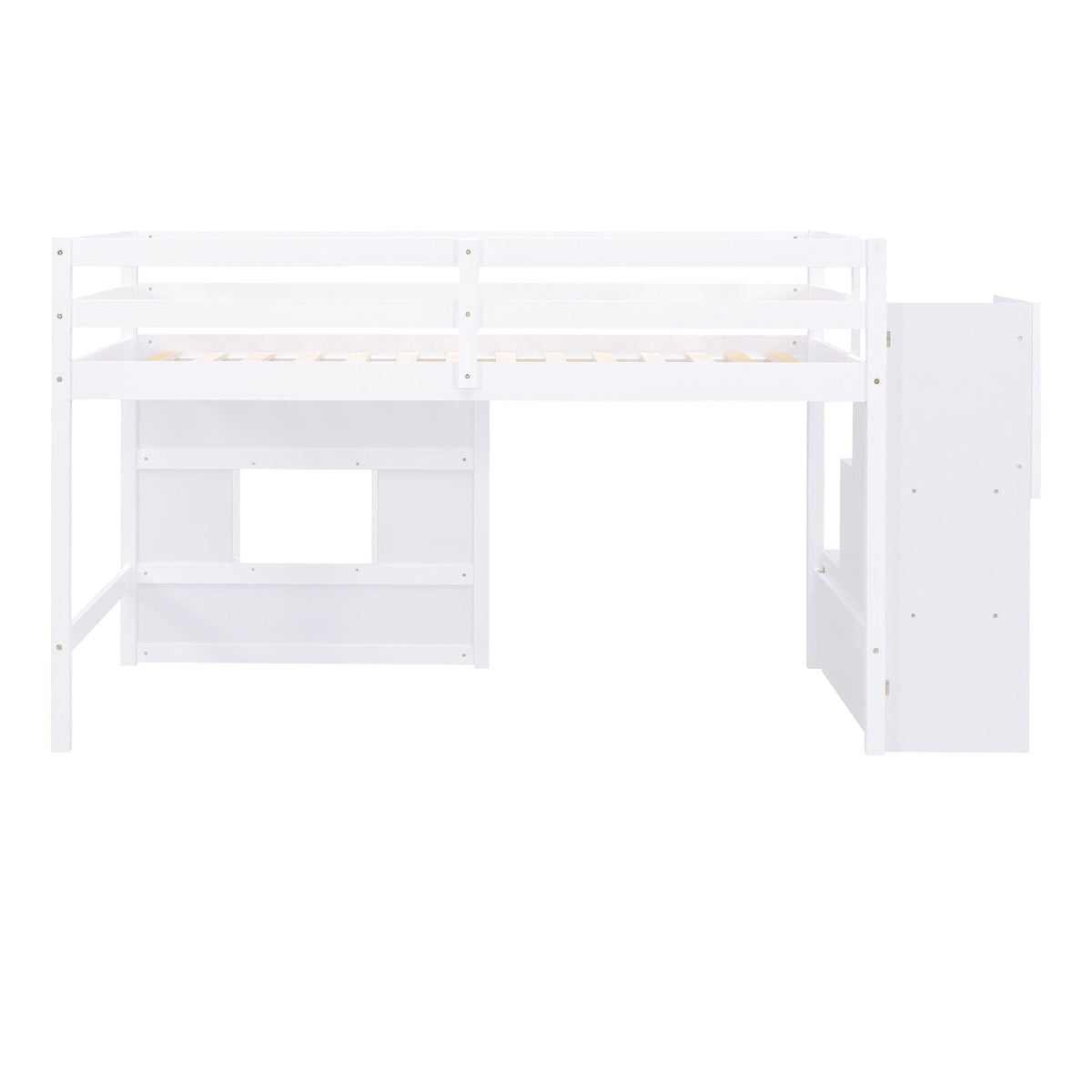 Loft bed with storage staircase in white, slatted frame by HouseOfZazla on Tampa Home & Garden Store