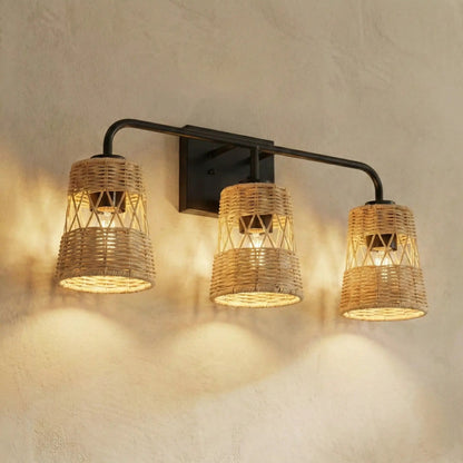 Moonlit Three Lights Wall Sconce with Shade Black