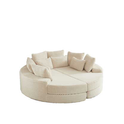 Round Oversized Sofa Bed with Throw Pillows