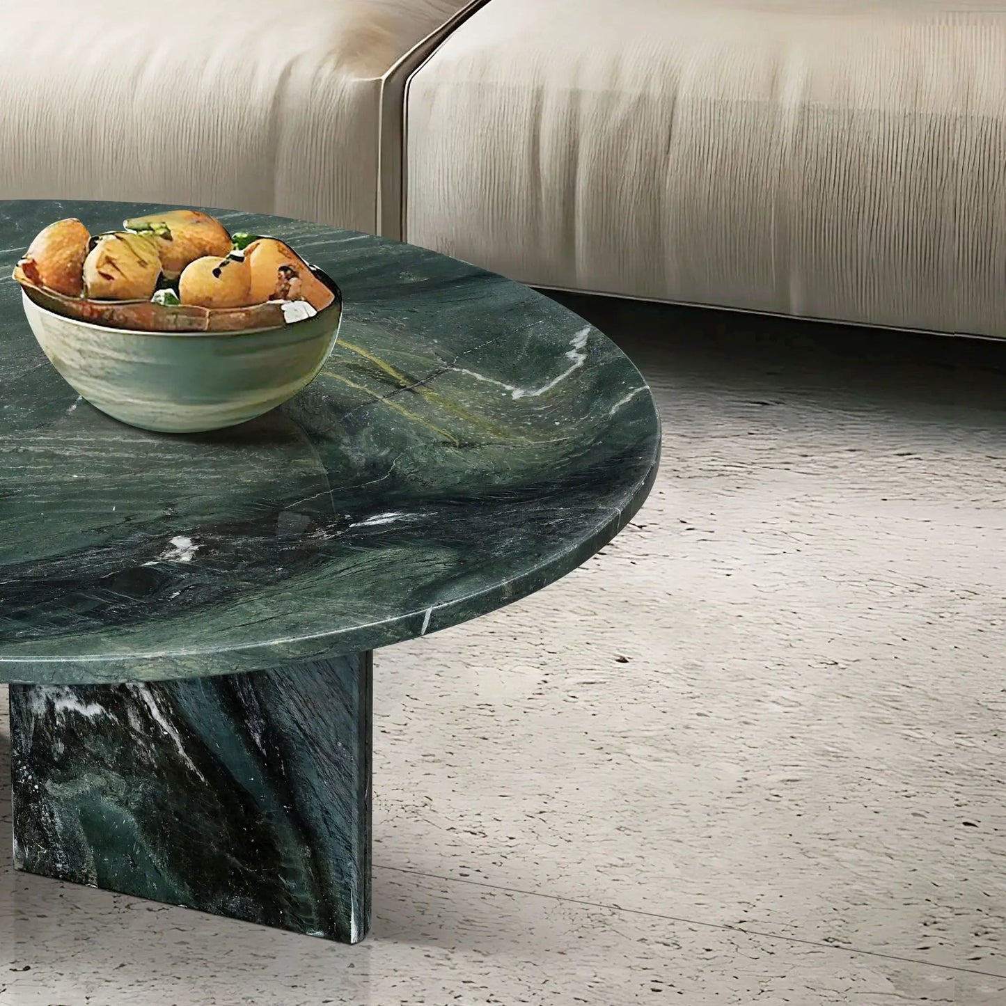 Elegant Coffee Duo Table Set with green marble tops and white veining by Unique Piece Furniture on Tampa Home & Garden Store