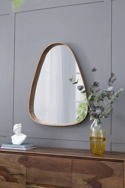 Irrgeular Mirror With Frame For Living Room Brown