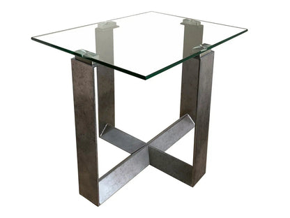Holden Rectangular Glass Table with Pewter Frame