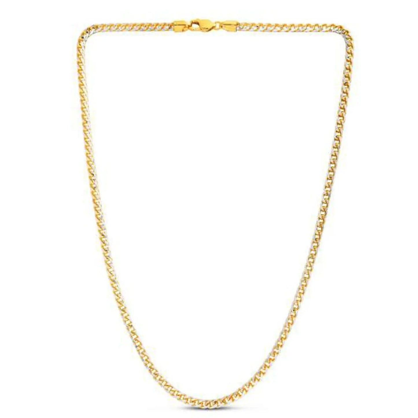 14k yellow gold pave Franco chain necklace, round links, 4.00 mm, by Bids.com on Tampa Home & Garden Store