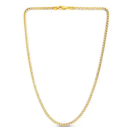 14k yellow gold pave Franco chain necklace, round links, 4.00 mm, by Bids.com on Tampa Home & Garden Store