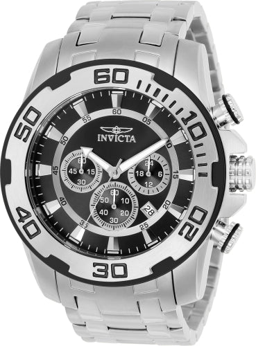 Invicta Pro Diver watch, silver stainless steel case and bracelet, black chronograph dial on Tampa Home & Garden Store