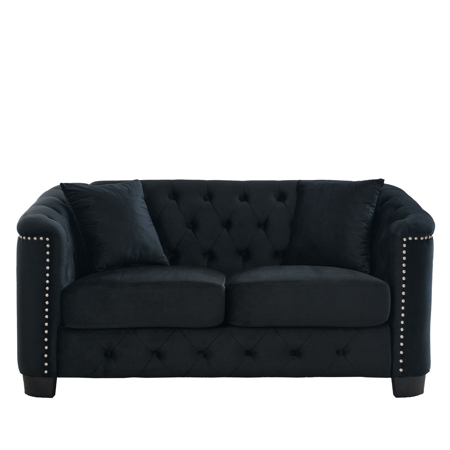 HouseOfZazla modern Chesterfield sofa in black velvet with tufted back on Tampa Home & Garden Store