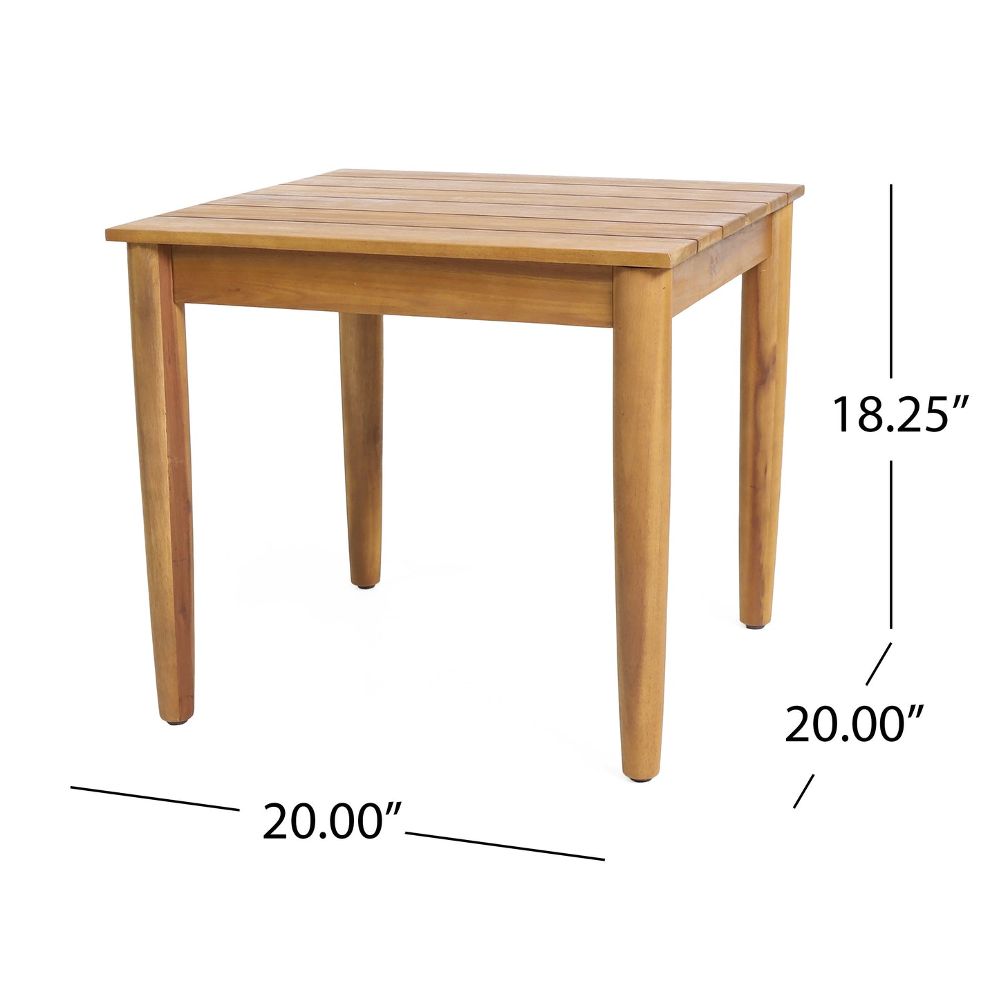 Acacia wood outdoor side table with slatted top in natural finish by HouseOfZazla on Tampa Home & Garden Store
