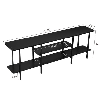 Celine 3-shelf console table with durable wood veneer top in black finish, metal frame on Tampa Home & Garden Store
