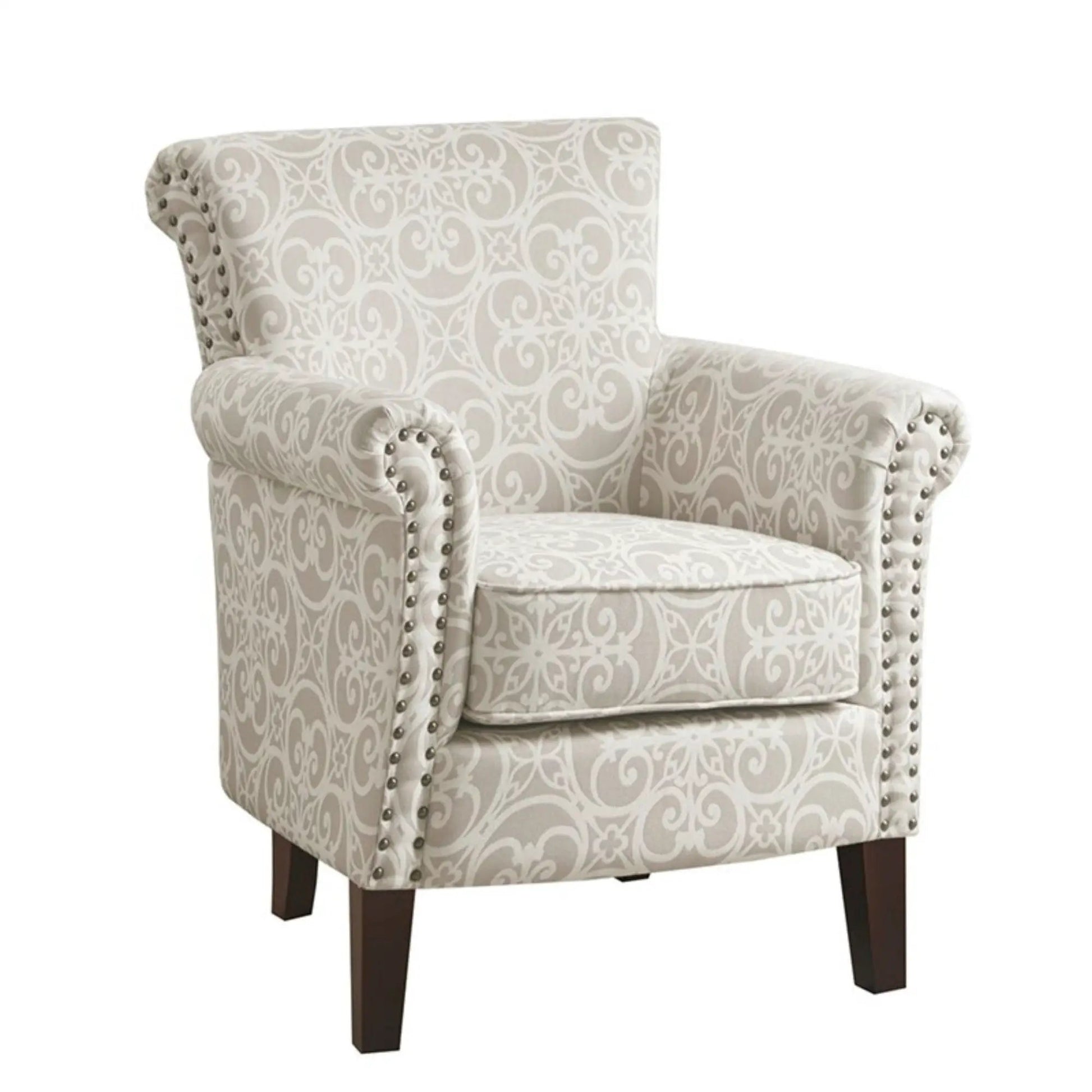 Brooke Tight Back Club Chair with beige damask upholstery on Tampa Home & Garden Store