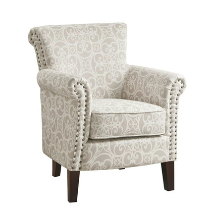Brooke Tight Back Club Chair with beige damask upholstery on Tampa Home & Garden Store