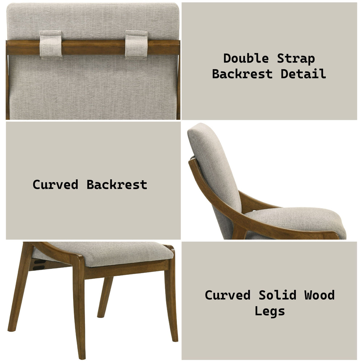 Danzel Side Chair Set with Gray Padded Seat & Back on Oak Curved Frame on Tampa Home & Garden Store