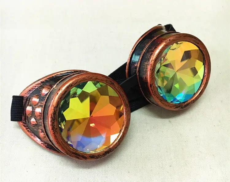 Steampunk goggles with copper-tone frames, rainbow prism lenses, and black strap FLIPSTYLEZLLC on Tampa Home & Garden Store