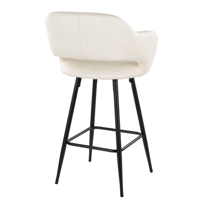 Contemporary fixed-height counter stool with square footrest, cream upholstery by HouseOfZazla on Tampa Home & Garden Store