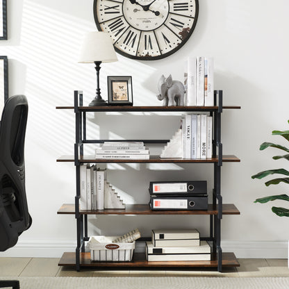 4-storey office bookshelf, rural wooden metal bookshelf, independent open bookshelf, industrial high angle bookshelf - Tampa Home & Garden Store