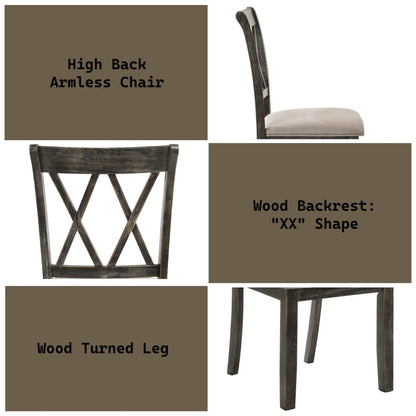 Claudia II Weathered Side Chair Set Beige Gray