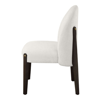 Beige upholstered side chair set of 2 by HouseOfZazla with dark wood legs on Tampa Home & Garden Store