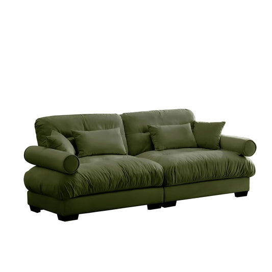 Modern Sofa with bolstered arms and pillows olive green Unique Piece Furniture stationary on Tampa Home & Garden Store