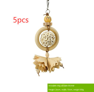 Parrot Natural Gnawing Molar Grinding Toy, 5pc set, natural wood ring with chewable wheel on Tampa Home & Garden Store