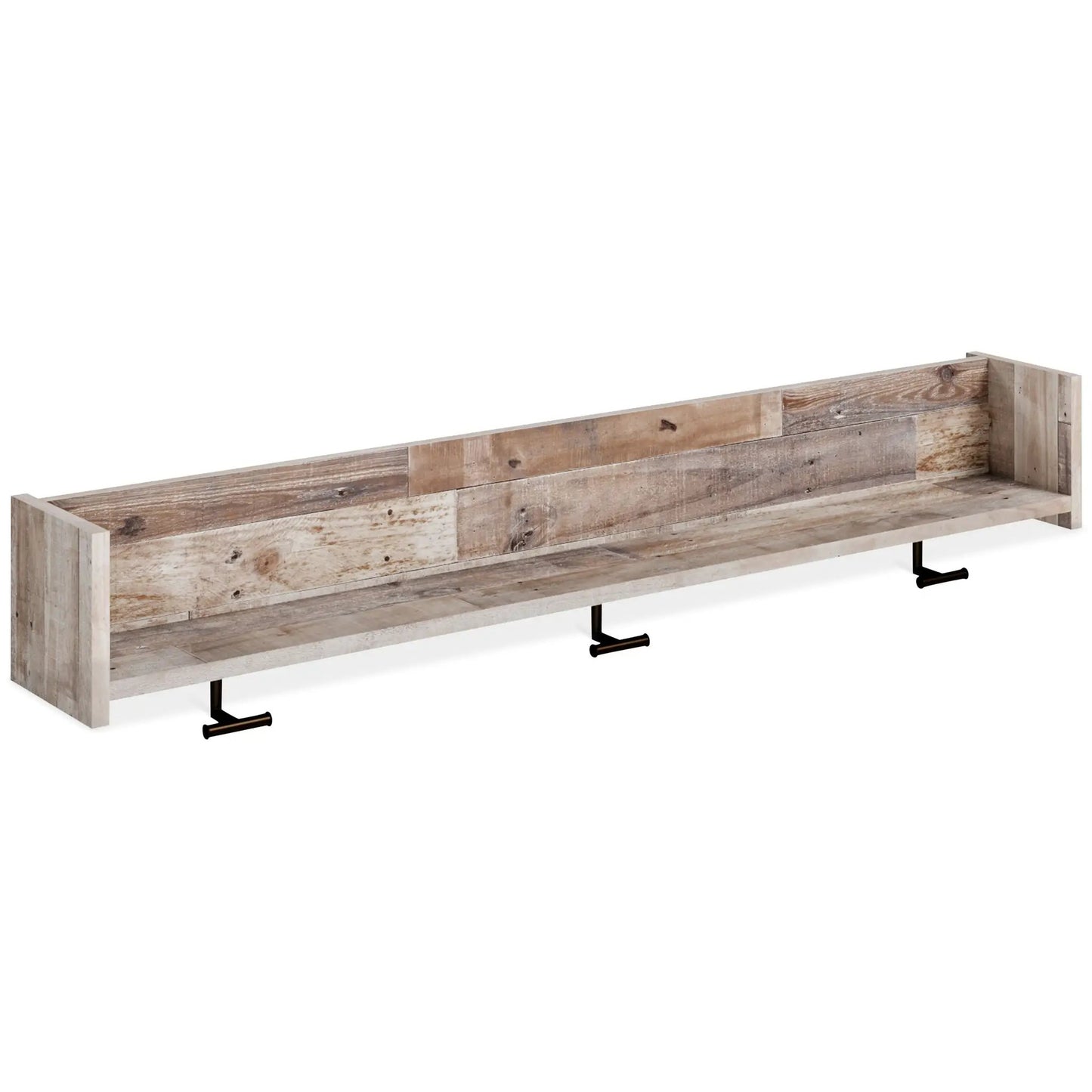 Neilsville wall mounted coat rack rustic wood with black metal hooks by Unique Piece Furniture on Tampa Home & Garden Store