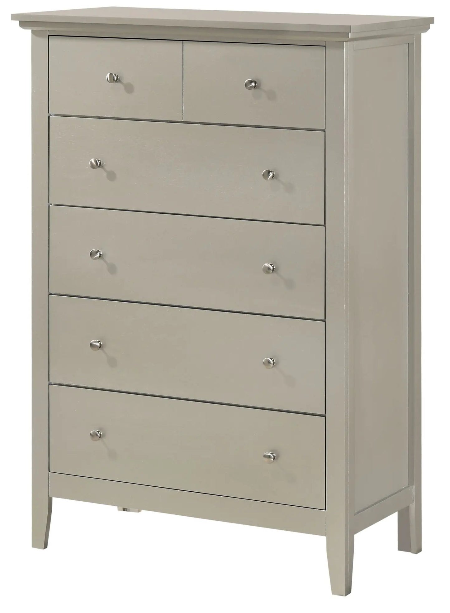 Hammond Chest by Unique Piece Furniture, gray accent chest with drawers and silver knobs on Tampa Home & Garden Store
