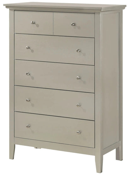 Hammond Chest by Unique Piece Furniture, gray accent chest with drawers and silver knobs on Tampa Home & Garden Store