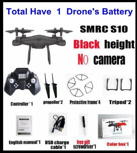 Black S10 SMRC FPV quadcopter drone with 2MP WiFi camera; includes controller and frame on Tampa Home & Garden Store